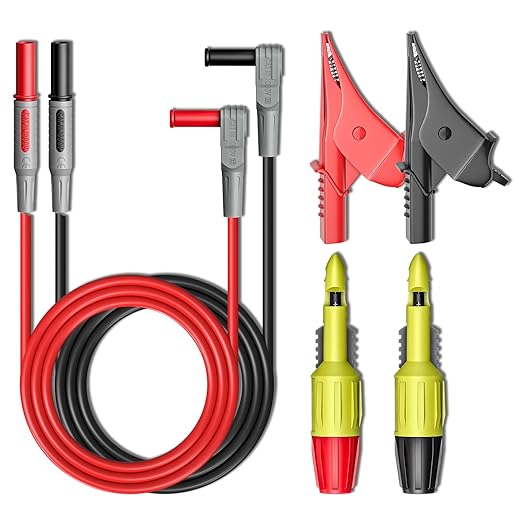 Goupchn Multimeter Test Leads Kit 6PCS with Alligator Crocodile Clips, Wire Piercing Probes 4mm Piercing Clip for Multimeter Voltmeter Thermometer Testing