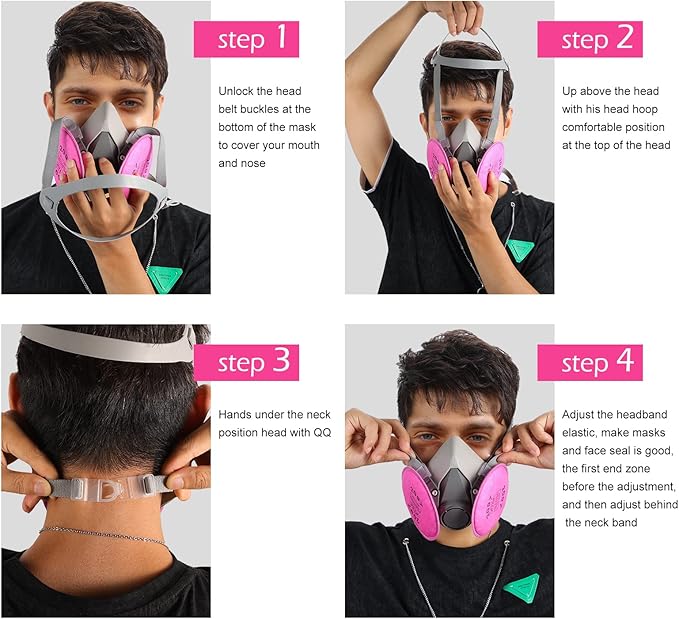 Half Facepiece Reusable Respirator， with 2097 filters Against Dust, Particle, Pollen, Lead Paint & Asbestos,Widely Used in Painting, Cement plant，Decorating Carpentry, Welding, Metal Cutting