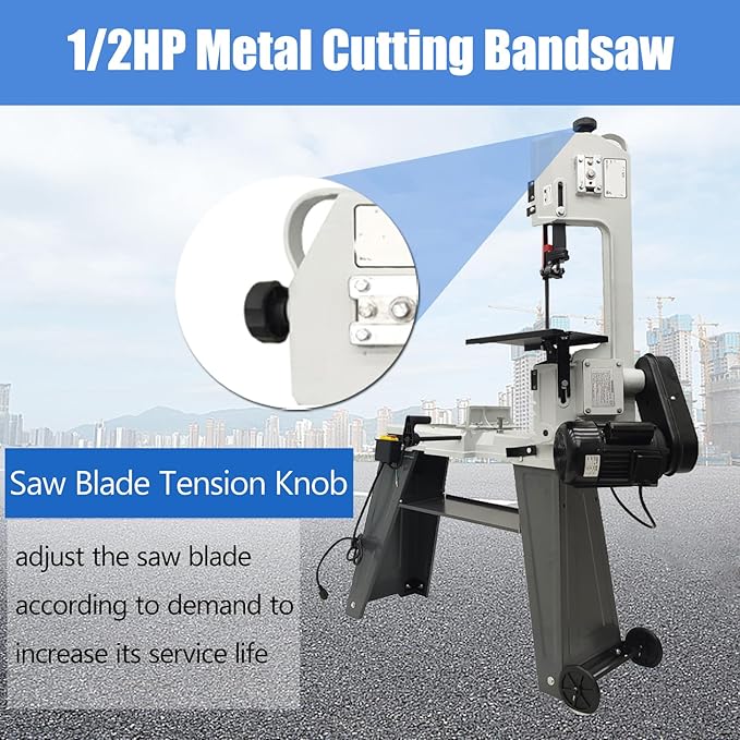 TECHTONGDA 1/2HP Metal Band Saw 420W Horizontal/Vertical Bandsaw, 110V Portable Cutting Machine, 3-Speed Blade, Vise Tilting 0-45º for Metal Wood Plastic