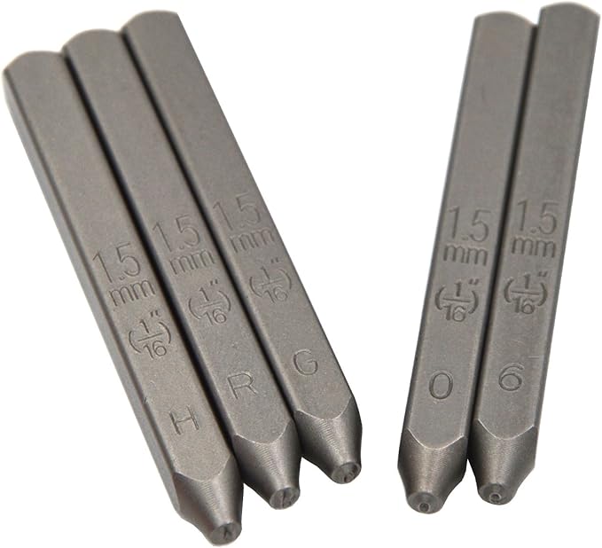 36pcs Heavy Duty Steel Stamp Uppercase Letters and Number 1/16 1.5mm Hand Stamping Character Mark Code Alphabet Punch Kit for Bracelet Ring Jewelry Sheet Metal Plate Making Mold Die