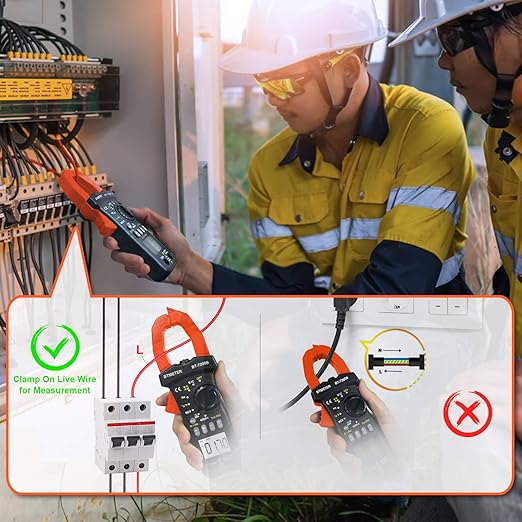 BTMETER BT-7200B TRMS 6000 Counts Clamp Multimeter, Digital Clamp-on Ammeter for AC/DC Current Voltage Resistance Capacitor Frequency Continuity Temperature NCV