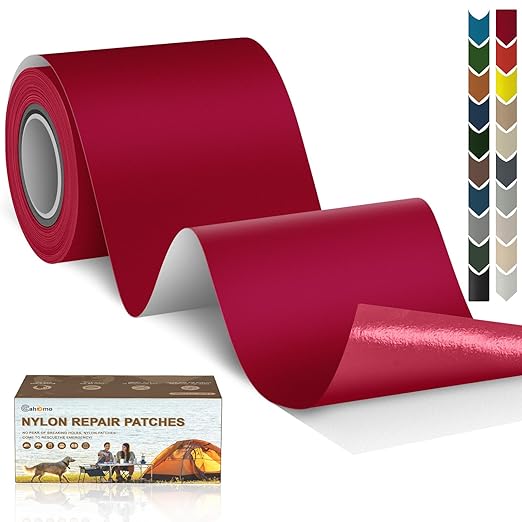 3x79 Inch Nylon Repair Patch Nylon Repair Tape Self Adhesive Fabric Tapes Outdoor Camping Gear Fabric kit for Tent, Umbrella, Down Jackets, Sleeping Bag, Knapsack （Red）