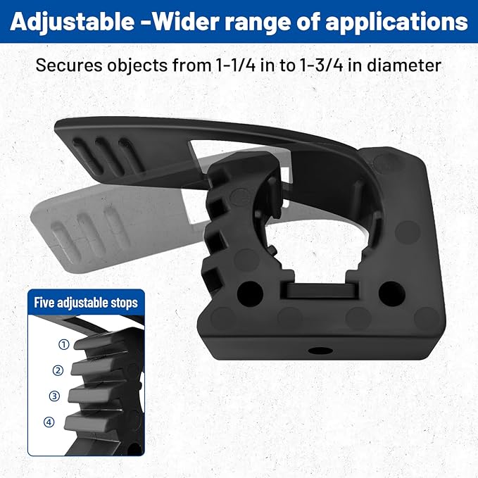 ROBLOCK Quick Release Rubber Clamp Mounts, 4-Pack Adjustable shovel clamp mount, Rubber Tool Handle Bracket for 1.25" to 1.75" Diameter, Universal Garage Storage, RV, Boat, ATV, and Any Wall
