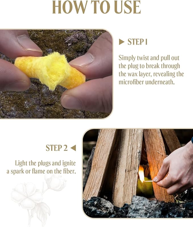 Fire Plugs Fire Starters - Windproof Fire Starter for Campfires Long Brun Time - Fire Starters for Fireplace,Chimney,BBQ Grill,Camping Fire,Wood Stove - Emergency Survival Tools 24pcs