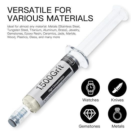 Diamond Polishing Compound Lapping Compound 1,500 Grit 9.1-10.5 Microns with 30% Concentration of Diamond Powders Diamond Stropping Paste for Glass Marble Metal Resin Rock Jewelry Watch etc.