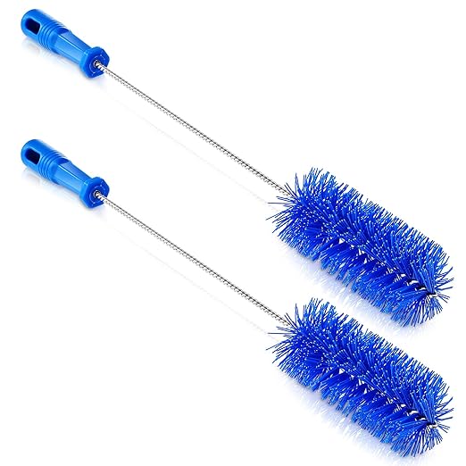 Baderke 2 Pieces Drain Brush Pipe Cleaning Blue Tube Brushes 19.7 Inch Plastic Shower Pipe Flexible Cleaning Tool(2.4 Inch)