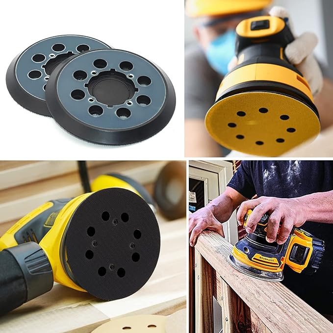 4 Pack 5 Inch 8 Hole Hook and Loop Replacement Sanding Pad for DeWalt DWE64233 & N329079 Compatible with DWE6423/6423K, DWE6421/6421K, DWE6421-B2, DWE6421-B3, DWE6421-BR, DCW210B