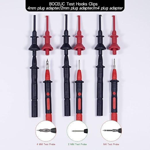 Test Hooks Clips, Multimeter Test Lead Kit Mini Test Hook Clip for 2mm Plug Test Probe Electronic Testing IC Grabber