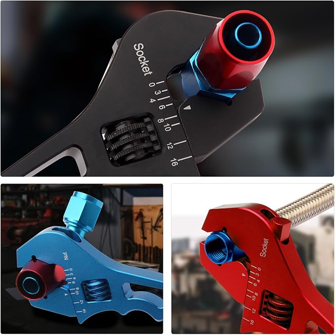 An Hose Fittings Adjustable Wrench Lightweight aluminum 3AN-16AN Adjustable Wrench An Fittings Wrench Tool For AN Hose Fitting Adapters End. (Black, Large)