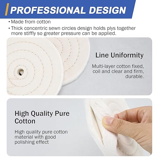SCOTTCHEN 6inch Buffing Polishing Wheels 1/2" Arbor Hole,2 Pcs Fine (40Ply) for Bench Grinder,with Buffing Polishing Cutting Compound 4 Oz.Kit