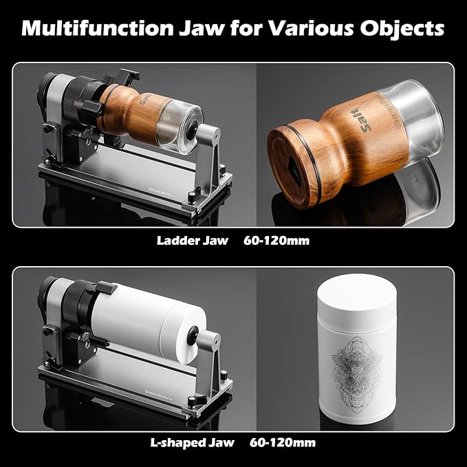 MD18 Rotary Roller, 3-in-1 Accessories Kit for Genmitsu L8, Z6, Kiosk, Multi Jaw Chucks for Glass, Cylindrical Objects, Baseball Bat, Ring, Bottles Cups