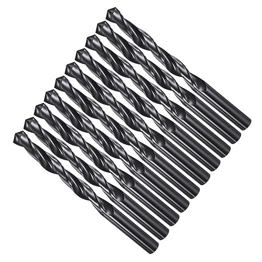 Drill Bit, 11.5mm Cutting Diameter, 4241 HSS Nitriding Black 118° Cutting Angle Versatile Jobber Bits - (Applications: for Drilling Plastic Wood Soft Metal), 10-Pieces