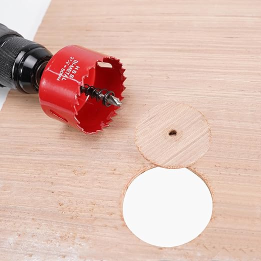 HYCHIKA 2-3/8 Inch/60mm Hole Saw,Bi-Metal Cutter Hole Max Cutting Depth 32mm with 1 Arbor Drill Bit for Wood Cutting Cornhole Plastic Drywall Boards Fiberboard