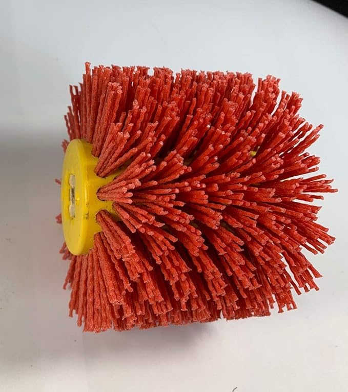 Signi Abrasive Nylon Drawing Wheel Drum Burnishing Brush for Wood polishing 1 Pack (60 Grrit, Red Color Nylon)