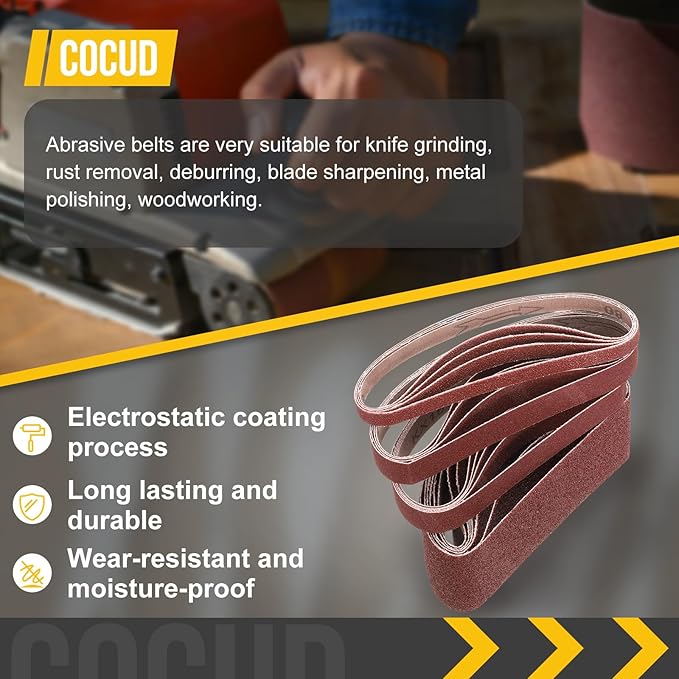 1 x 30 Inch Sanding Belt, 5 Pcs 180 Grit Knife Sharpener Belts Work Sharpening for Belt Sander Knife Carving Tool Metal Working