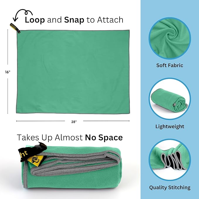 Backpacking Ultralight Quick Dry Microfiber Soft Fast Drying Hand and Face Towel Wash Cloth Camping Yoga Hiking Active Lifestyle Small (Green, Medium)