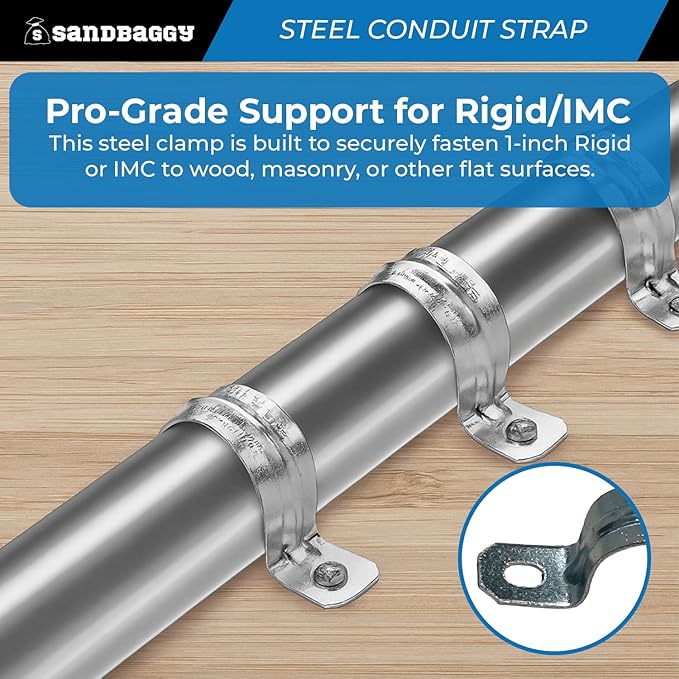 1-Inch One-Hole Conduit Strap | Steel Clamp for Rigid/IMC - Sandbaggy (1 inch, 1000, Count)