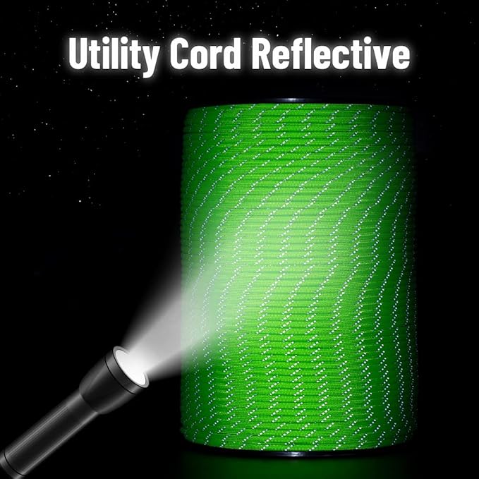 HERCULES Type III Paracord 550 Paracord Rope Parachute Cord, 250' Reflective for Survival Rope, Survival Cord