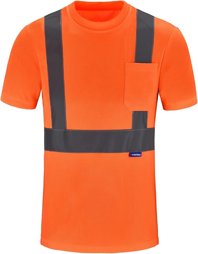 AYKRM Safety T Shirt Reflective High Visibility hi vis Long Sleeve T Shirt (XS-6XL)