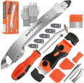 Caulking Tool Kit, Stainless Steel Caulk Remover Caulking Tool Set with Cut Resistant Gloves, Scraper, Silicone Caulking Tools, 4 in 1 Caulking Finishing Tool for Bathroom Kitchen Living Room