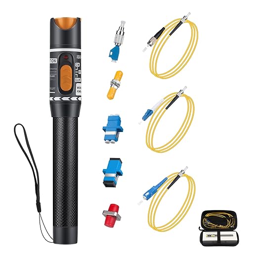 Fiber Optic Cable Troubleshoot Kit - 1pc Visual Fault Locator & 1pc FC to LC Adapter & 4pcs Couplers(LC, SC, ST, FC) & 3 Short Patch Cords (Mode Number: VFL-10)