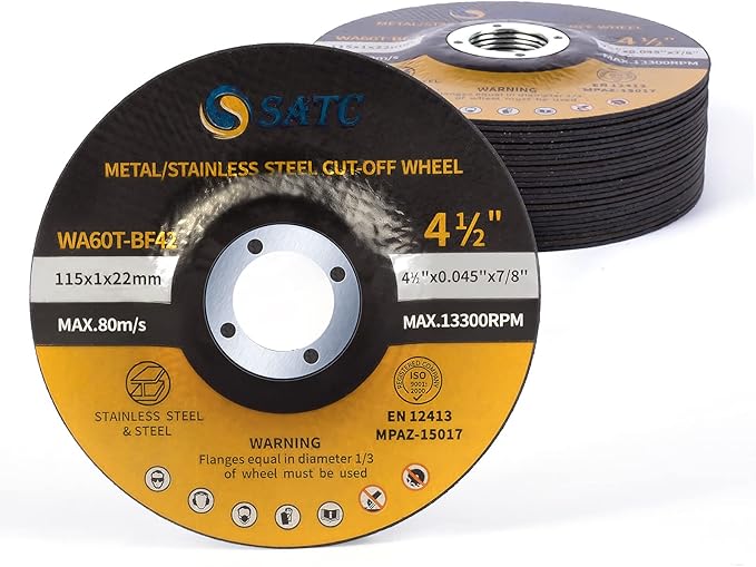 S SATC 25PCS 4 1/2 Cut Off Wheel Grinder Blades 4-1/2" x .045 x 7/8" Cutting Disc Cutting Wheel Die Grinder Cut Off Blades Fits Angle Grinder Air Tool