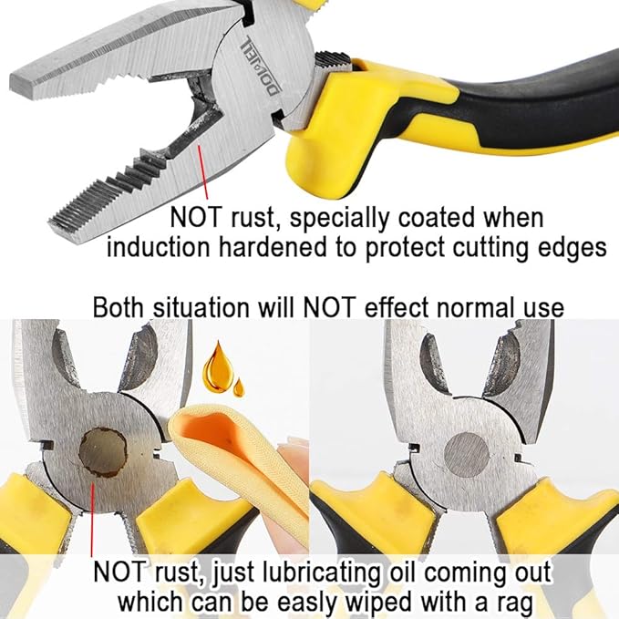 DOWELL Lineman's Pliers Combination Pliers with Cutter 6 Inch Heavy Duty Nickel Chromium Steel Construction And Professional Handle
