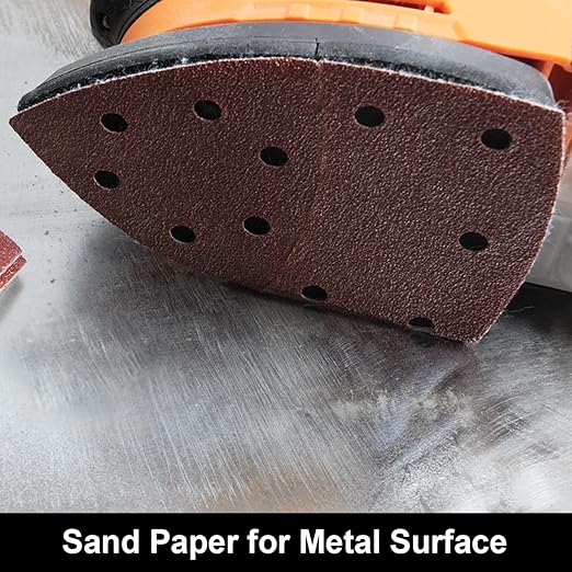 120 PCS Mouse Sander Sandpaper 60/120/180/240 Grit with Holes Hook and Loop Detail Sander Finger Sander Pads for Woodwoking Drywall
