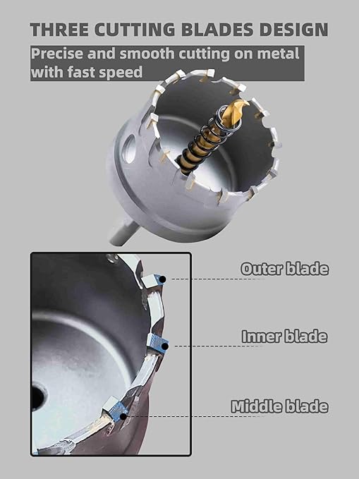 1-1/2" Carbide Hole Saw, Heavy Duty Metal Hole Cutter with Pilot Drill Bit for Cutting Stainless Steel, Metal Sheet and Aluminum Alloy (38mm | 1-1/2")