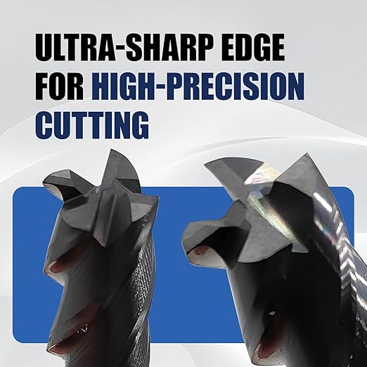 6 Pcs 1/8" 3/16" 1/4" 5/16" 3/8" Carbide Square End Mill Set, 4 -Flute TIALN Coated CNC Mill Bits for Steel, Alloy Steels, Hardened Steel, End Mills for Precision Milling Tasks, DIYers & Professionals