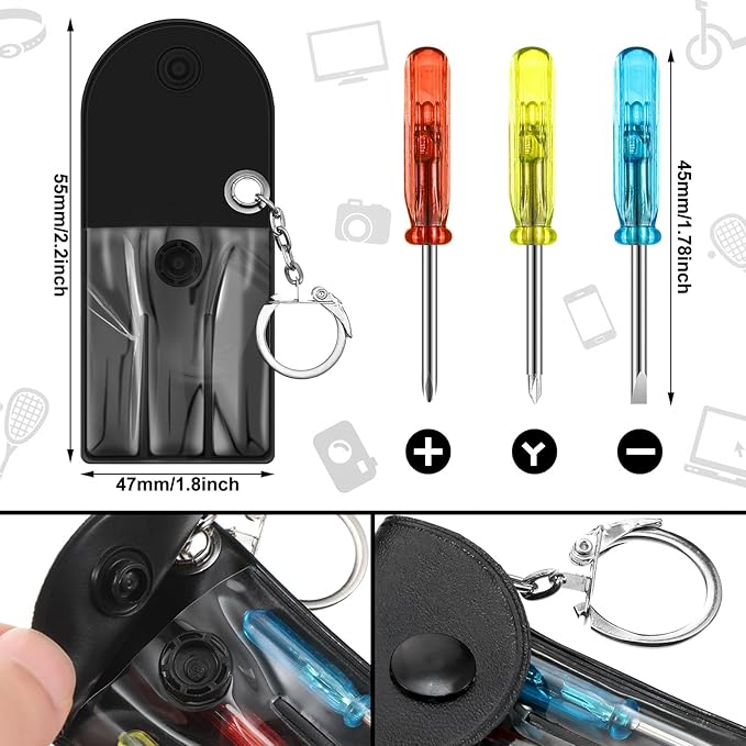 240 Pcs Mini Tape Screwdriver Keychain Set Christmas Men Gifts Bulk Adult Party Favors Multitool Pen Card Tool Measuring Keychains Stocking Christmas Stuffers for Men Dad (Red,Yellow,Blue)