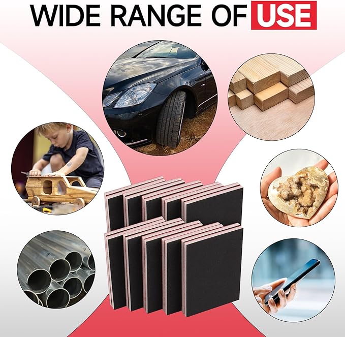 48 Pcs 3 x 4 Inch 180-3000 Grit Sanding Sponge Set, Ultra Fine Sanding Sponges Pads, Soft Foam Hand Sander Block Wet Dry Sandpaper for Model Drywall Metal Wood Furniture Polishing