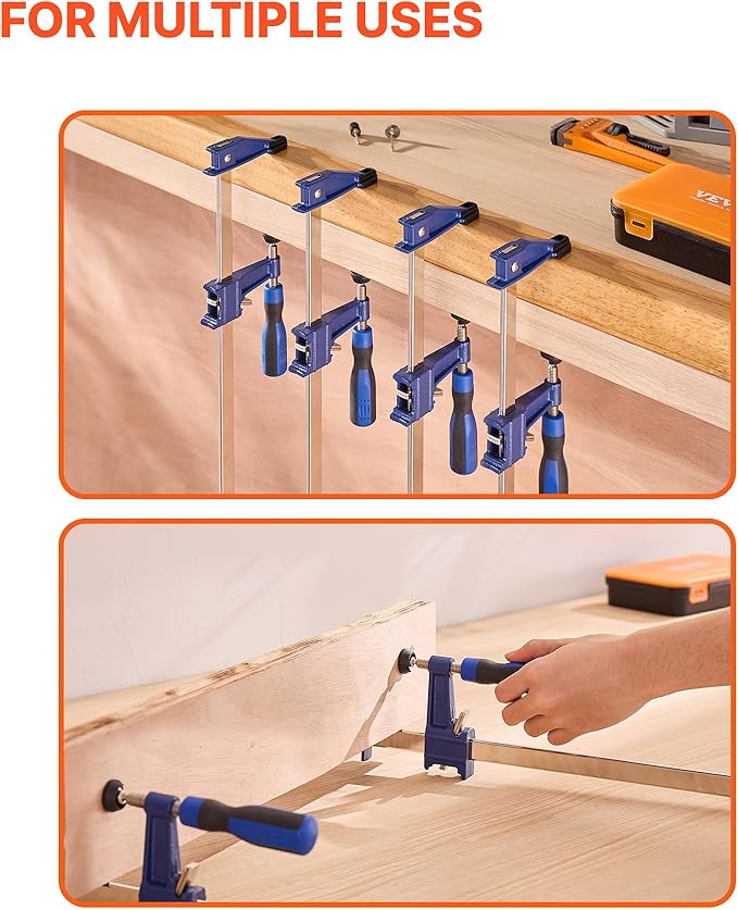 VEVOR Bar Clamps for Woodworking, 4-Pack 36 inch Opening, Lockable F-Clamp with 600 lbs Load Limit, 2-1/2 inch Depth, Cast Iron and Carbon Steel, Easy to Use, Wood Clamps for Woodworking Metal Working