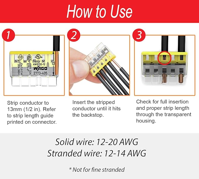 WAGO 2773 Wall Nuts 125pc Push-in Wire Connector Assortment Kit with Case | Splicing for Solid and Stranded Electrical Conductors | 2773-402, 2773-403, 2773-404, 2773-405, 2773-406, 2773-408