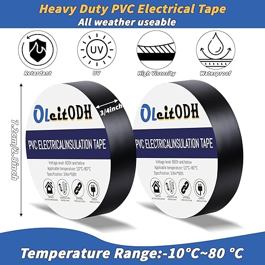 100 Rolls Black Electrical Tape Bulk 3/4 Inch x 66ft, Waterproof Vinyl Electric Tape High Temp Insulation Tape for Electrical Protection Home Outdoor Electric Insulating Wire Wrapping
