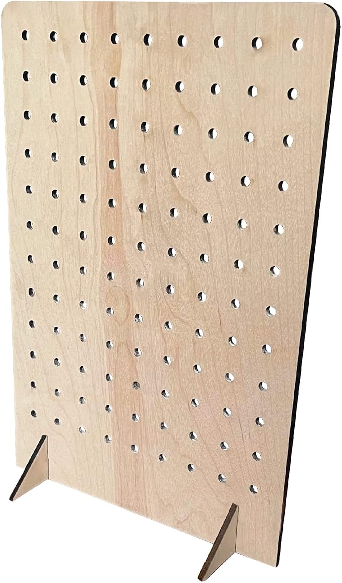 Torched Pegboard Display Stand for Jewelry, Craft Shows, Selling, Vendor Events, Tools, Peg Board Accessories Rack Organizer, Large 9.75" L x 4.3" W x 14" H, Natural…