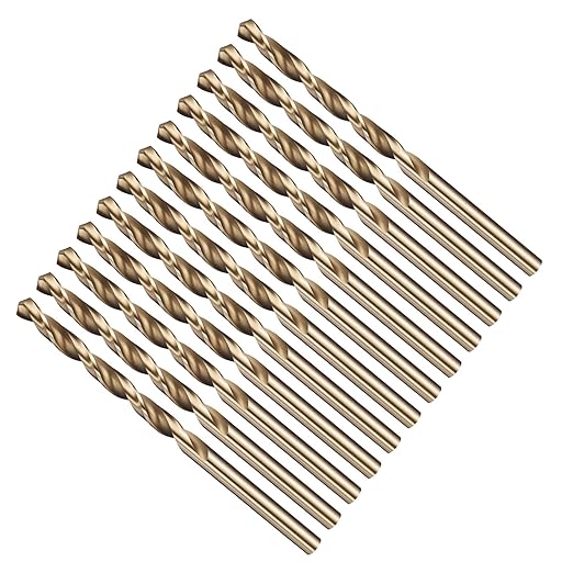 Drill Bit, 11/64" Cutting Diameter (4.366mm), 4241 HSS Gold 118° Cutting Angle Versatile Jobber Bits - (Applications: for Drilling Plastic Wood Soft Thin Metal), 12-Pieces