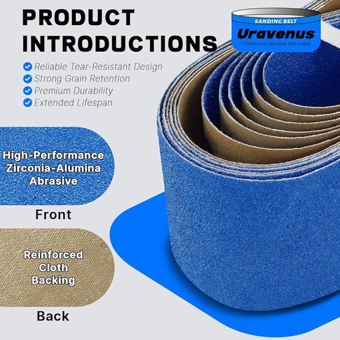 4 x 36 Inch Sanding Belts, 6 Pcs 40 Grit, Zirconia Sanding Belts for Heavy-Duty Metal Polishing, Woodworking, Derusting