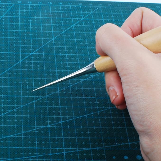 NW Wooden Handle Awl Leather Sewing Awl Leather Drillable Awl (2pcs)
