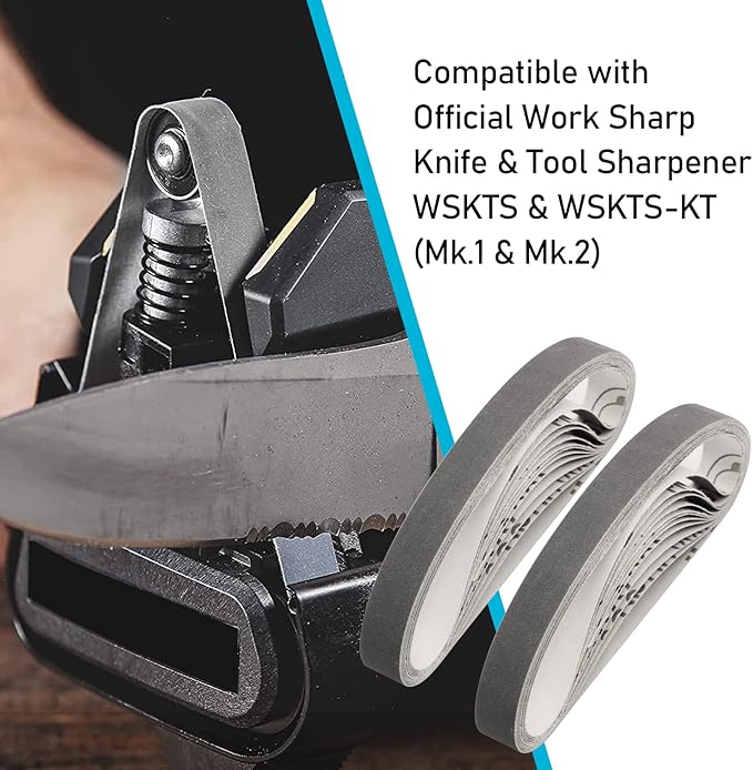 1/2" x 12" Knife Sharpener Sanding Belts,600 Fine Grit Knife Sharpening Belt for Official Work Sharp Knife & Tool Sharpener (WSKTS & WSKTS-KT/Mk.1 & Mk.2)