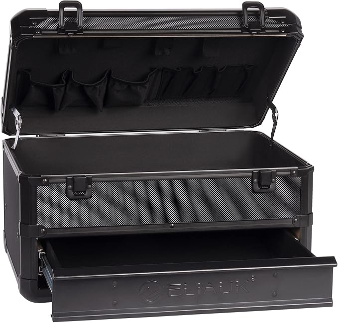 Tool Box Hard Case Tool Organizer Storage Cabinet Carry Case,Toolbox with Drawers, Black