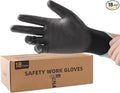 LANON Safety Work Gloves for Men and Women, 18 Pairs Mechanic Black Working Gloves with Grip Odorless PU Coated, Seamless Knit, Full Fingertip Touchscreen for Light Duty Working Gloves, Small
