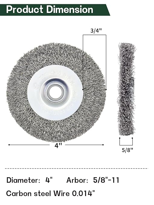 Crimped Wire Wheel Brush 4in 5/8-11 Threads Arbor for 4-1/2" Angle Grinder Metal Rust Paint Stain Removal - 4pcs
