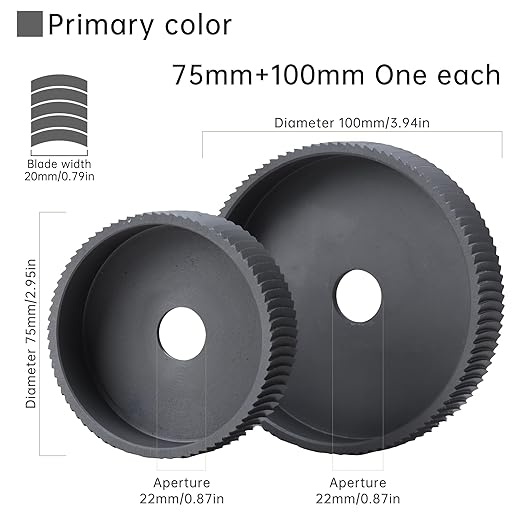 Angle Grinder Wood Carving Disc Set Milling Cutter Grinding disc, 4 and 1/2 Attachments with 5/8 inch Arbor, Cutting Wheel Can be Used for Wood, OPP, Soft Metal (Primary Color 75mm+100mm/22mm)