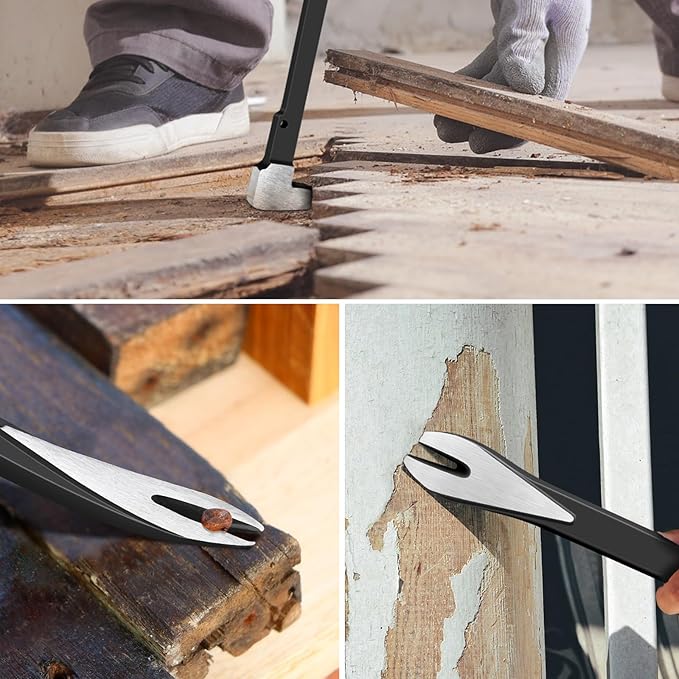 Lytool 14" Nail Puller & Cats Paw Pry Bar, Heavy Duty Cat's Claw Nail Remover with Forged CR-V Steel, Angled Chisel Tip & Non-Slip Grip for Home Renovation, Woodworking & DIY Projects