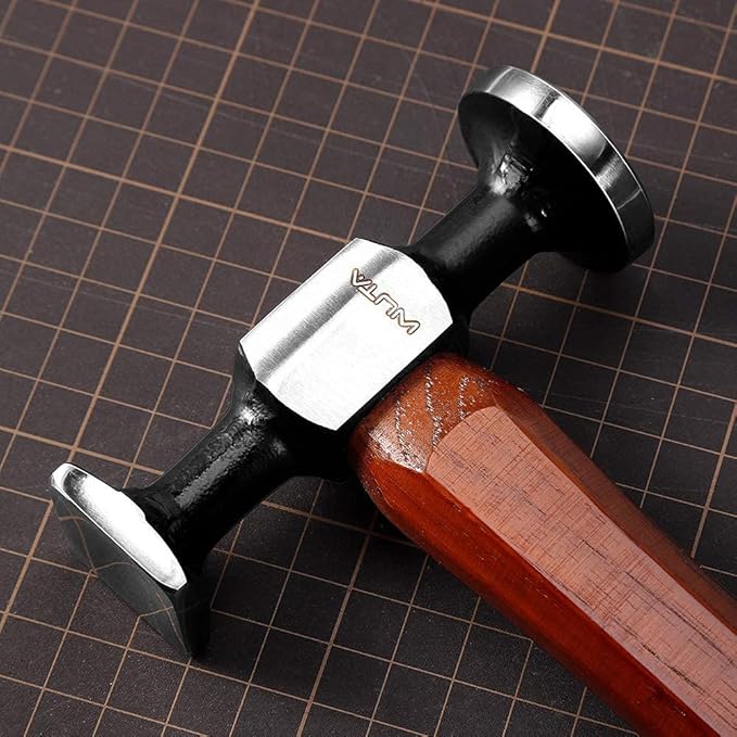 WUTA Leather Hammer Double Head Cobblers Hammer Mirror Polishing Carbon Steel Mallet for Professional Leather Craft Tool
