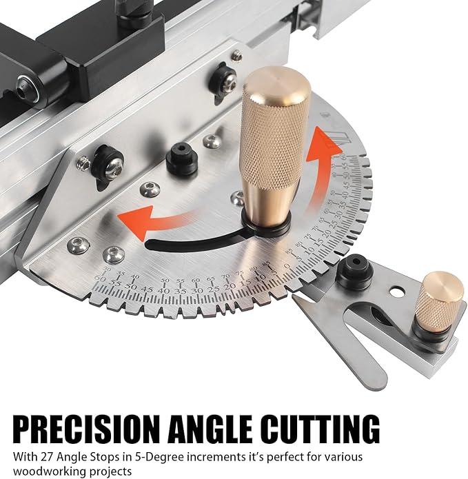 Precision Miter Gauge for Maximum Stock Support and Repetitive Cut Flip Stop