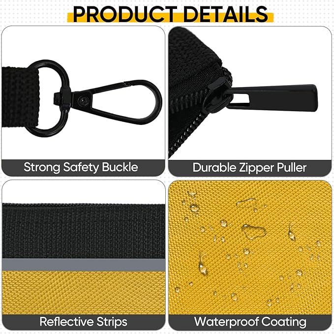 TICONN Tool Pouches with Zipper, 1680D Oxford Small Tool Bags, Waterproof Utility Bag Zipper Pouch for Tool Organizers and Storage (6 Pack Small)
