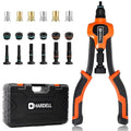 HARDELL Rivet Nut Tool Kit, 14" Rivnut Tool Kit with 6 Upgraded Interchangeable Mandrels & 80PCS Rivet Nuts, Thickened Nutsert Tool with Double-Curved Grip (2025 New Version)