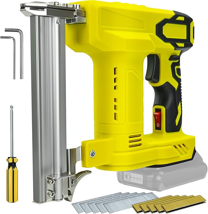 Cordless 18 Gauge Nailer Gun for DeWalt 20V Max Battery, 18 GA 2 in 1 Brad Nailer/Staple Gun with Pack of Nails and Staples Nail Gun for Home Improvement & Woodworking(No Battery)